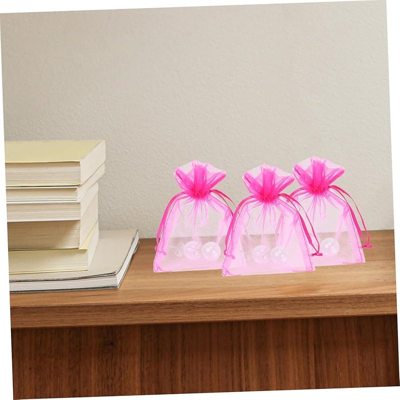FRCOLOR 100pcs 4x6 Inch White Organza Drawstring Bags for Gifts Jewelry and Candy - Image 4